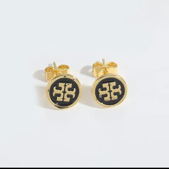 Gold Stud Earrings – Tory Burch Style – Everyday Lux - Picture 1 of 4